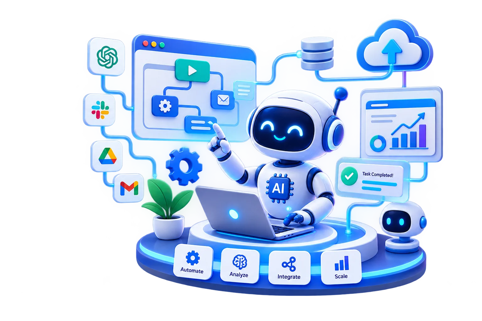 AI and business automation 3D illustration