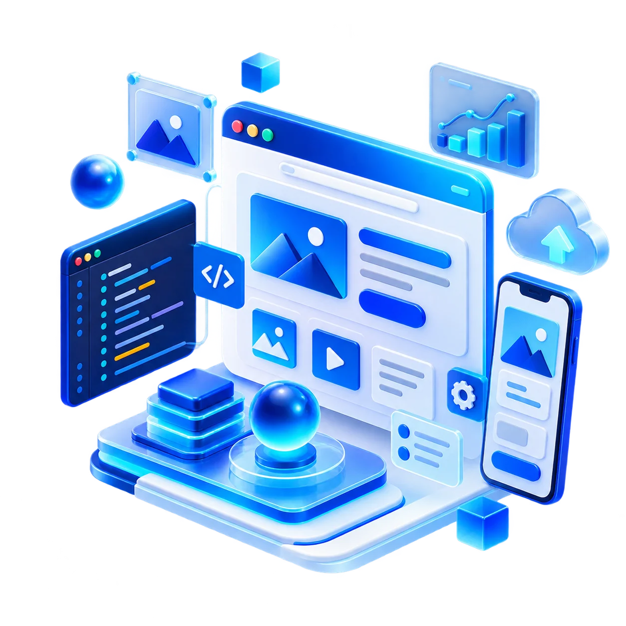 3D website development illustration
