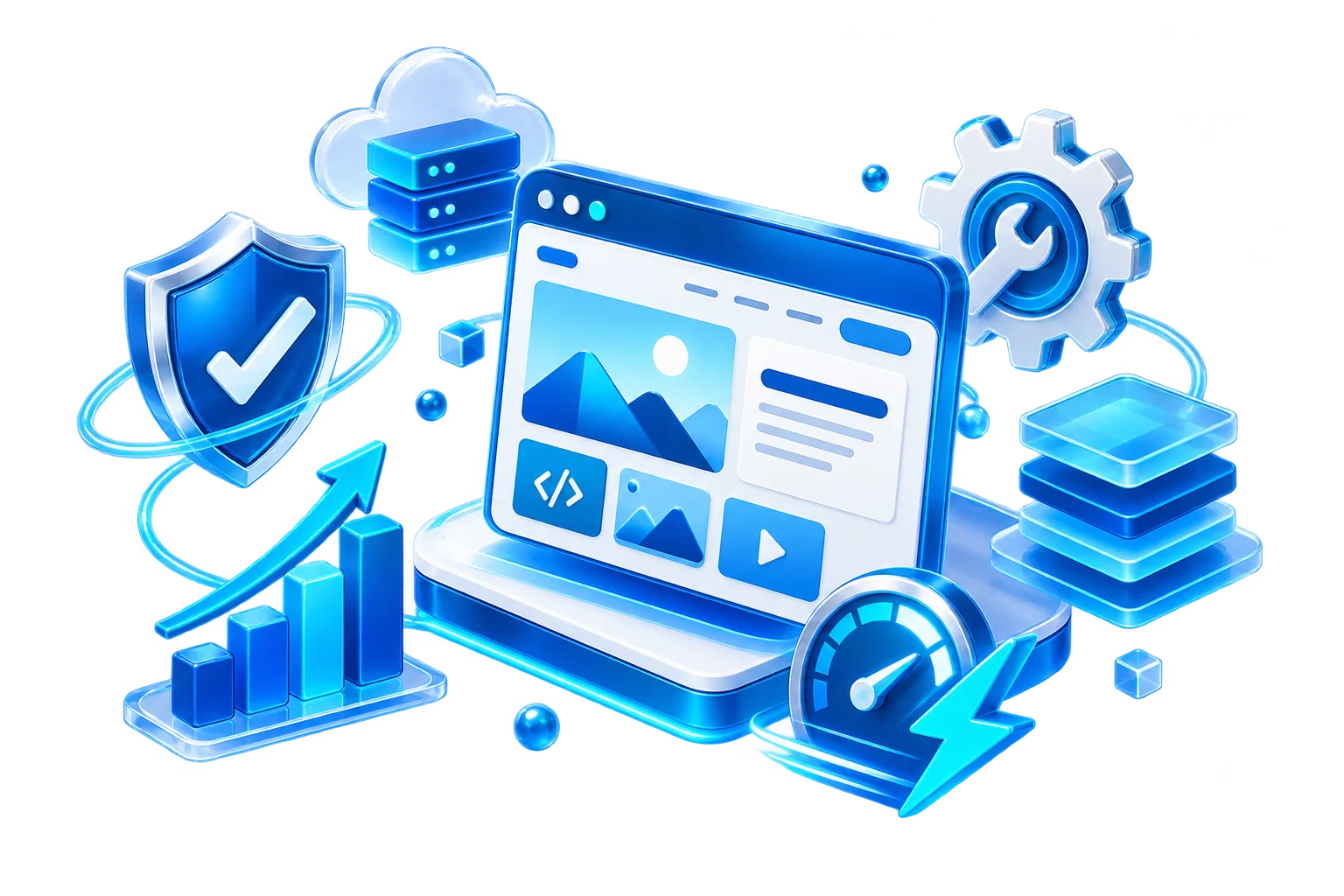 3D website development illustration
